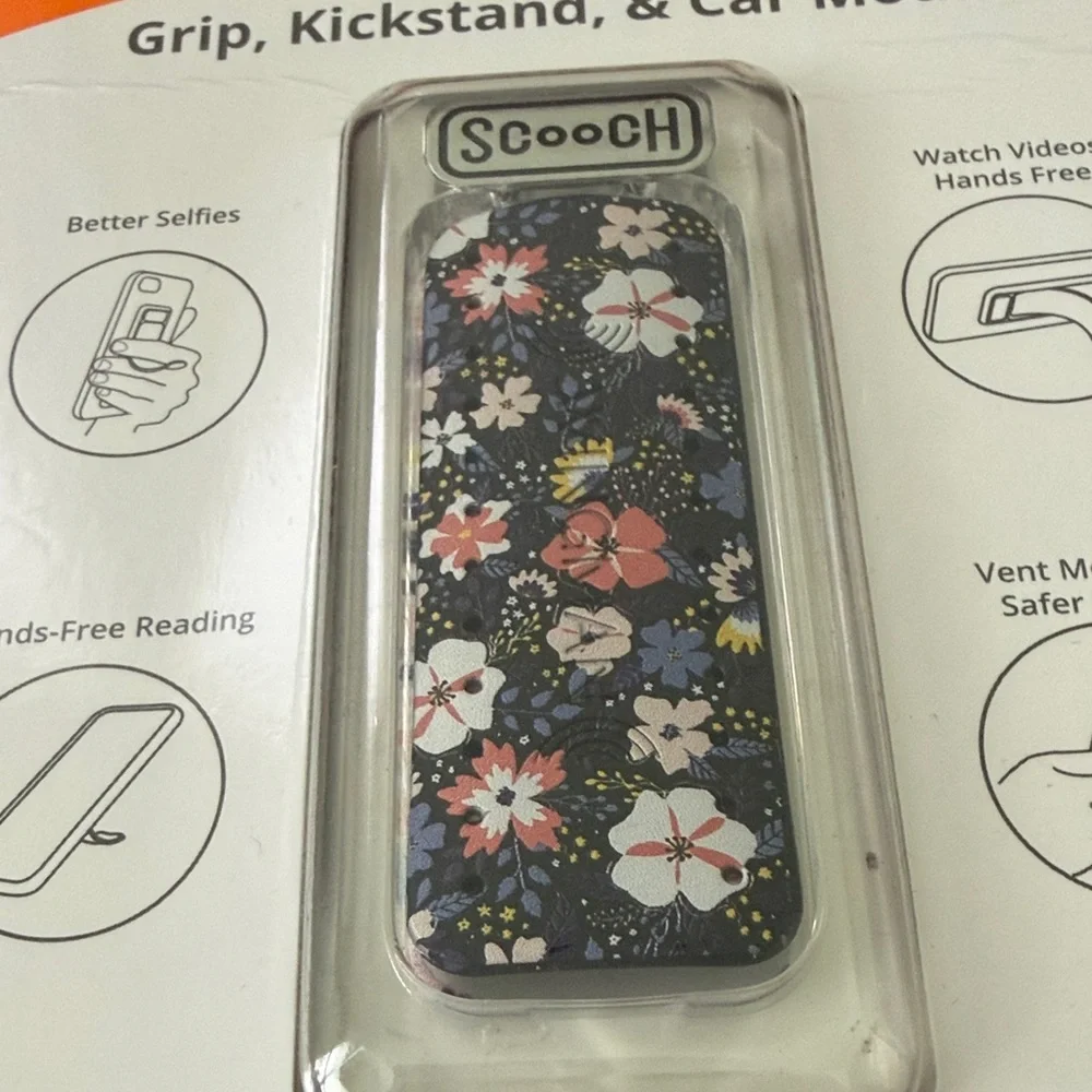 Wingback Floral Phone Grip and Stand - Black
